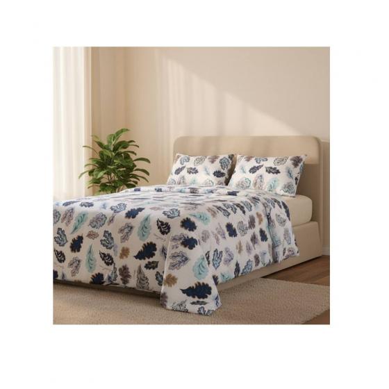 Parure Copripiumino Matrimoniale Puro Cotone Enrico Coveri Oak Celeste