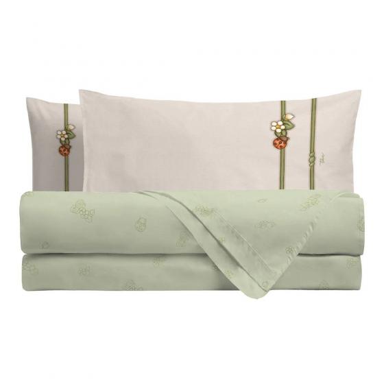 THUN Completo Lenzuola Bloom Green Matrimoniale