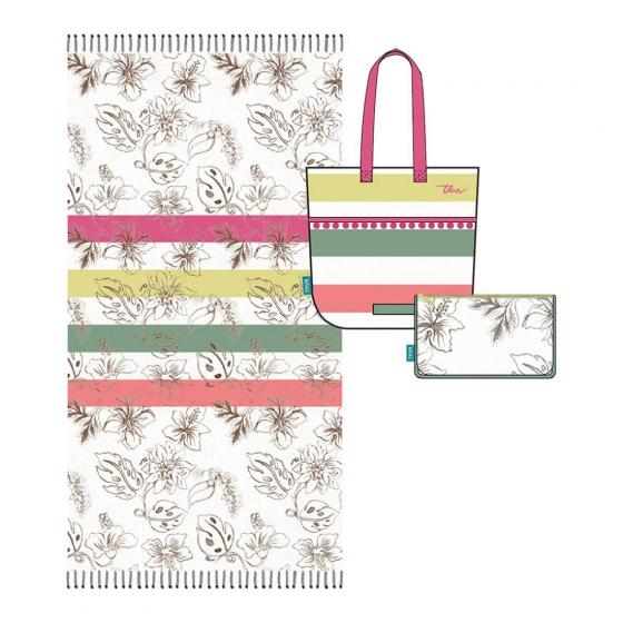 Telo Mare THUN Borsa + Pochette + Telo Mare Donna One Size Beige