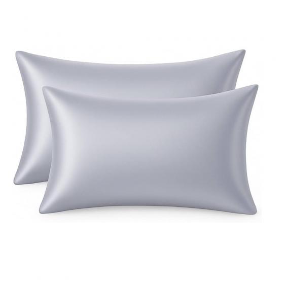 Coppia Federe in Seta di Bamboo CLARA Anticrespo Antirughe Ipoallergeniche Traspiranti Eleganti e Morbide  Made in Italy (GRIGIO)