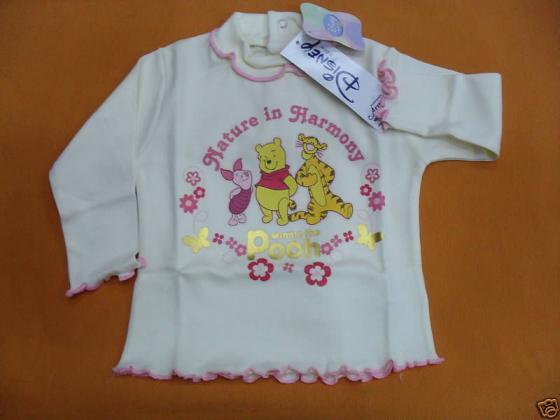 T- SHIRT DISNEY INTERLOCK CALDO COTONE TG 9 MESI PANNA